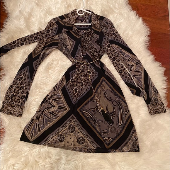 HALE BOB Silk Long Sleeve Crepe de Chine Belted Shirt Dress L $355 Large - Picture 5 of 14